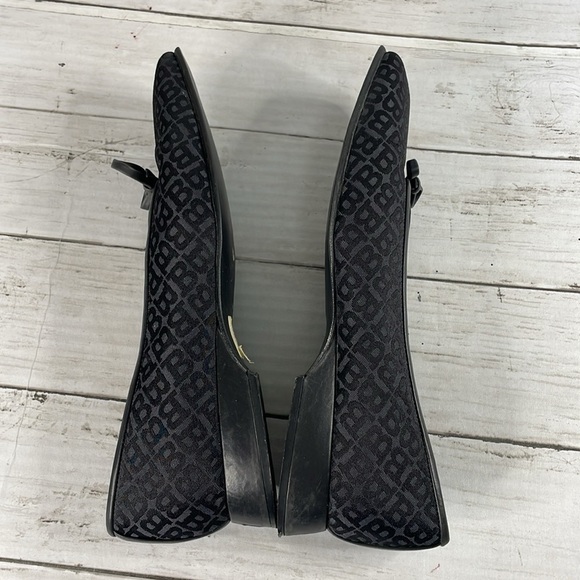 Bally Takawa Black Fabric Logo Pattern Bow Square Toe Flat - Picture 8 of 14